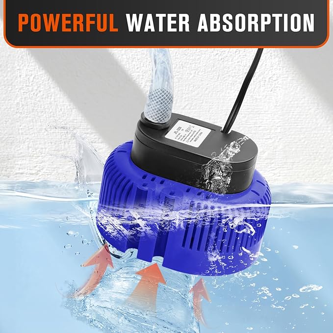 Sump Pump,Pool Cover Pump above Ground,submersible water pump Swimming Water Removal Pumps,for Swimming Pool Basement Garden Pond Tubs Draining,75W,Max Flow:850GPH,3 Adapters,25 Ft Power Cord (Blue)