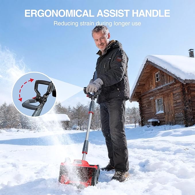 Electric Snow Shovel, 20V Snow Blower Cordless with 2 x 5.0 Ah Batteries and Charger, Battery Powered Throwing Snow Up to 23 Ft, 6 x 12 Inch Cleaning Path Great for Driveway, Steps, Patio, Sidewalk