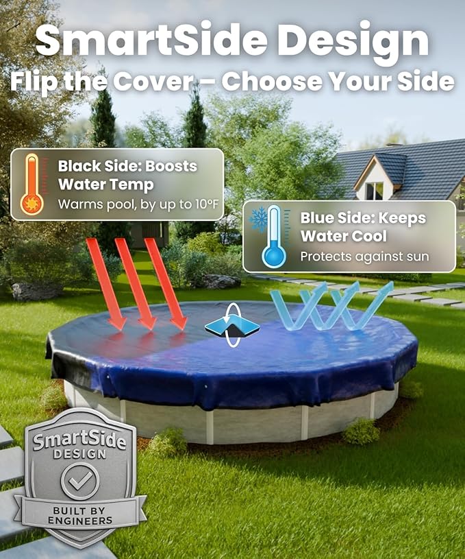 24 Ft Round Winter Pool Cover with Strong-Hold System | Triple-Layer 24 Foot Round Pool Cover for Winter & Summer | 2-in-1 24ft Pool Covers for Above Ground Pools | Cold & UV Resistant Poolcover