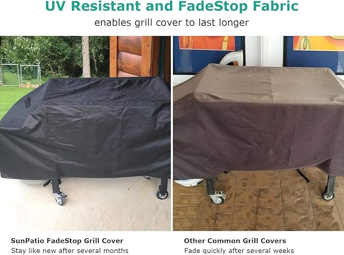 SunPatio Griddle Cover 36 Inch, Compatible for Blackstone 36" Griddle Cooking Station, Camp Chef etc., Outdoor Heavy Duty Waterproof 4 Burner Flat Top Gas Grill Cover with Support Pole