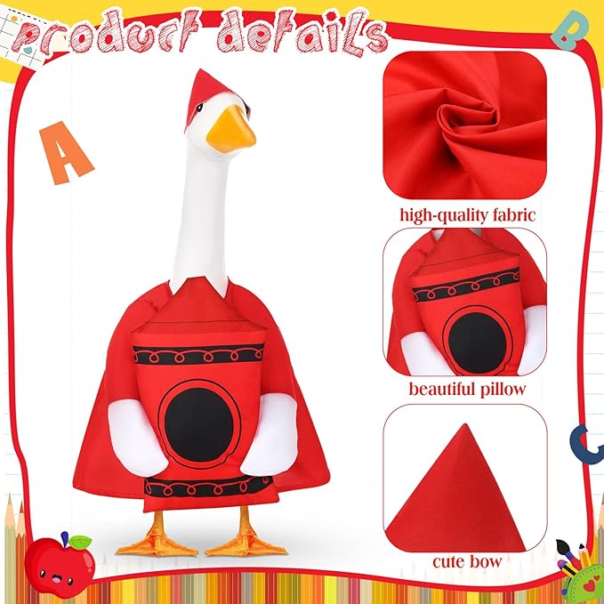 2 Pcs Porch Goose Outfit Halloween Geese Crayon Bus Teacher Cosplay Clothes for 23" Lawn Cement Goose Halloween Garden Patio Yard Outdoor Decorations(Large Crayons)