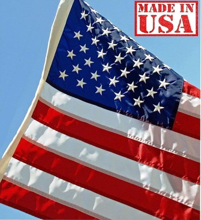 US Flag Factory - 4x6 FT US American Flag (Embroidered Stars, Sewn Stripes) Outdoor SolarMax Nylon Flag - Made in America - Premium Quality (4x6 FT)