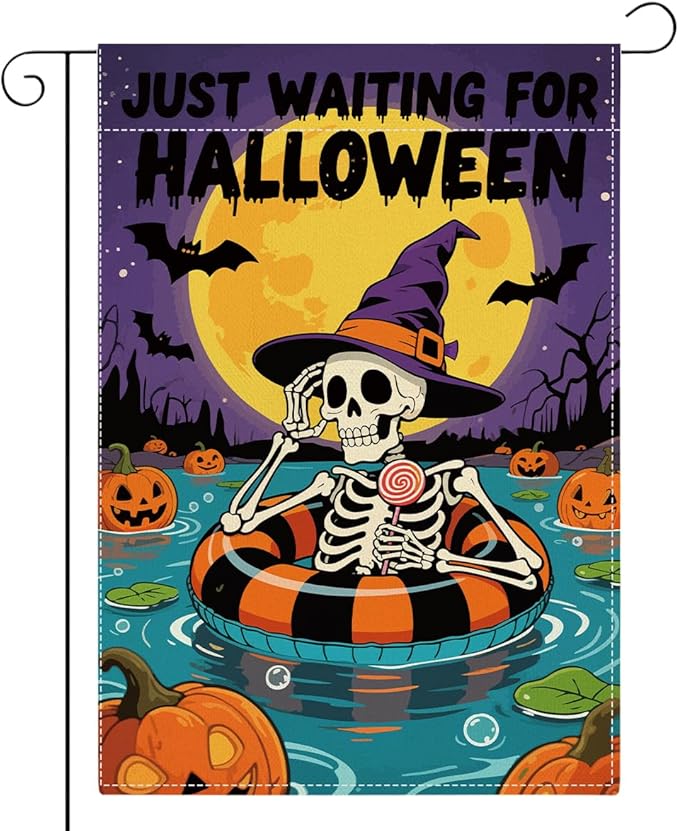 Halloween Garden Flag Pumpkins Fall Autumn Halloween Themed Holiday Party Outside Outdoor Lawn Decorations Yard Flag Double Sided 12x18 Inch