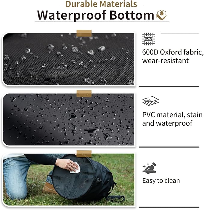 ONETIGRIS Collapsible Trash Can for Camping,12 Gallon Pop up Trash Can with Sorting Clips, Outdoor Collapsible Bin with Lid 600d Oxford Cloth Yard Waste Bags Garden Bag for Camping,Recycling,RV