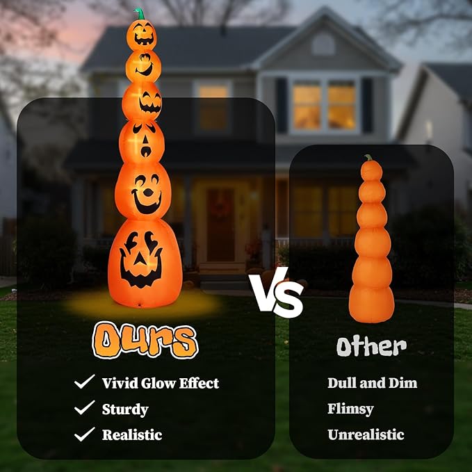 AW 9FT Halloween Inflatable Pumpkins Blow up LED Lights Outdoor Party Decorations