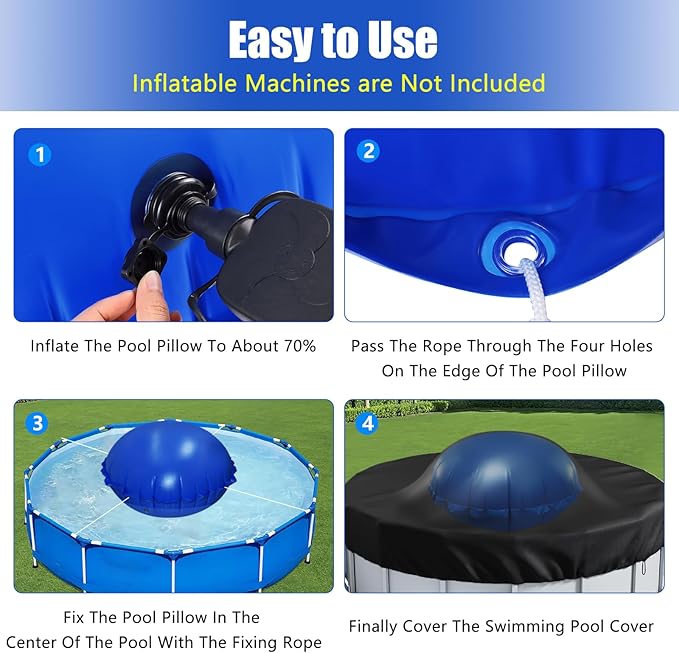 6ft Dia Pool Pillows, Pool Air Pillow, Inflatable Pool Pillows for Above Ground Pools, Winter Swimming Pool Closing Winterizing Kit with Ropes,PVC Ice Equalizer Pillow for Support Swimming Pool Covers