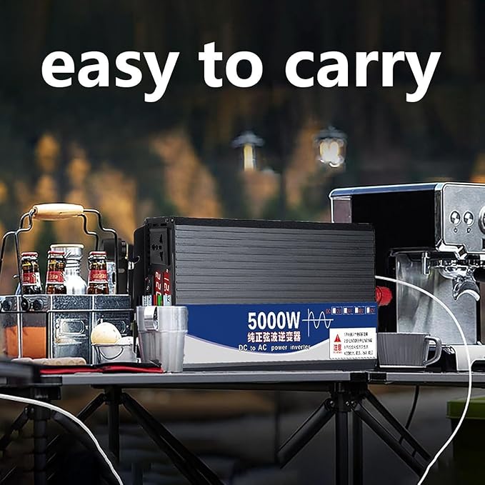 5000 Watt Power Inverter 12V DC to 220V AC Converter, RV Inverter, LED Display with 2 AC Outlets Dual Fans Radiating, for RV, Camp and Home, Electric Tool Pure Sine Wave Inverter (220V, 5000W 12V)