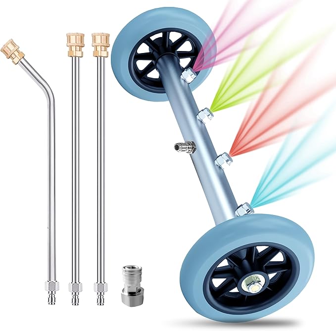 Selkie Pressure Washer Undercarriage Cleaner, 16 Inch Undercarriage Car Washer, Pressure Washer Under Car Cleaner with 3 Pcs Extension Wand, 4000 PSI Connect, Additional 1.1 mm Orifice Nozzle
