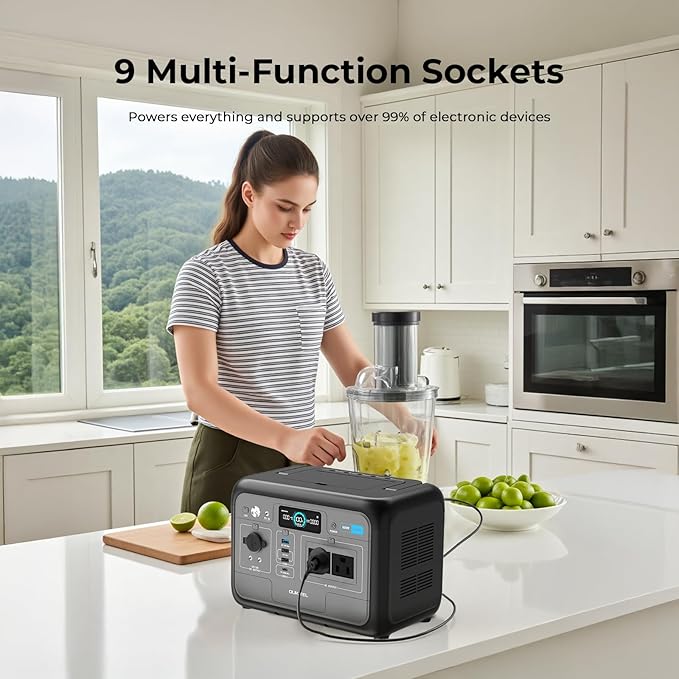 OUKITEL P800 Portable Solar Generator with 100W Solar Panel, 512Wh Solar Power Station with 2x800W AC Outlets (1600W Peak), 500W Fast Charging, Emergency Power Station for Home, Camping & RVs