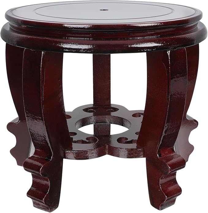Hemoton Wooden Planter Stand Oriental Style Plant Stand Plant Holder Stool Chinese Display Pedestal Fishbowl Vase Aquarium Table Lamp Teapot Stand for Home Patio