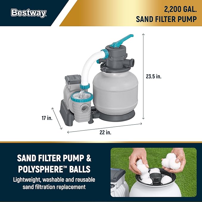 Bestway APX 365 Rectangular Swimming Pool Above Ground Outdoor Backyard Framed Pool Set with Sand Filter Pump, Ladder, and Cover, 31'4" x 16' x 52"