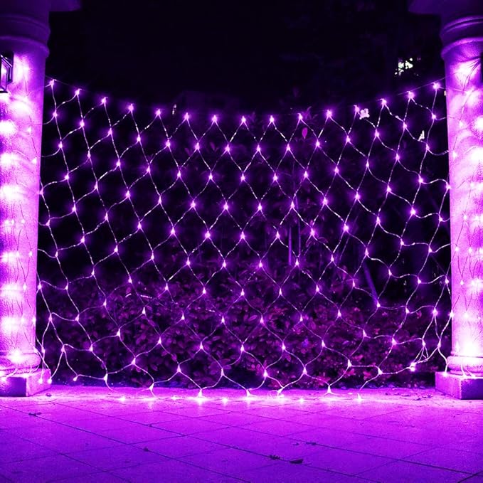 240LED Net Light Halloween Decor Mesh Lights, Tree Warp Fairy Lights Outdoor Hanging String Light for Home, Bedroom, Christmas, Garden, Walkway, Bushes Decor-9.8ft x 6.6ft(Purple)