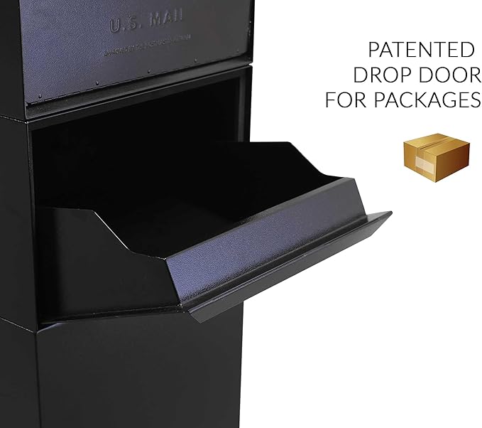 dVault® Full Service Vault DVCS0015 Secure Curbside Mailbox/Package Drop with Locking Letterbox (Black)