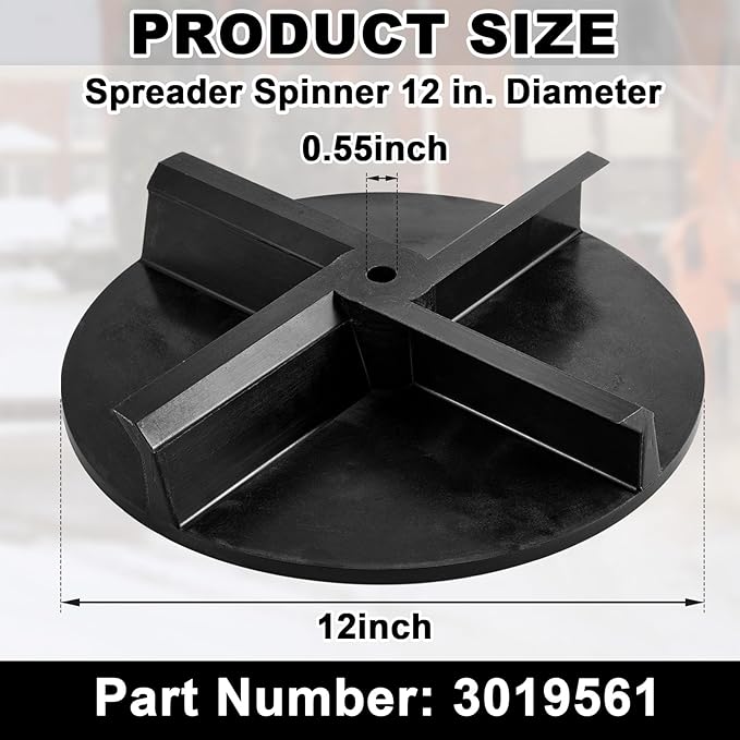 12" Diameter Truck Salt Spreader Part, Spreader Spinner Disk Compatible with Tgs03 and Tgs07 Spreaders Replacement