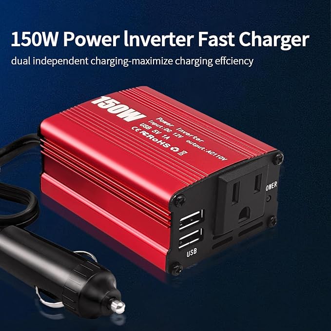 Car Power Inverters, 2000W/3000W Inverter 12v DC to 110v AC Converter with 3 AC Outlets 4 USB Port DC 5V/4.8A,Power Inverter 2000w,Car Power Converter for Truck/Home/Vehicles/Laptop Trip(150)