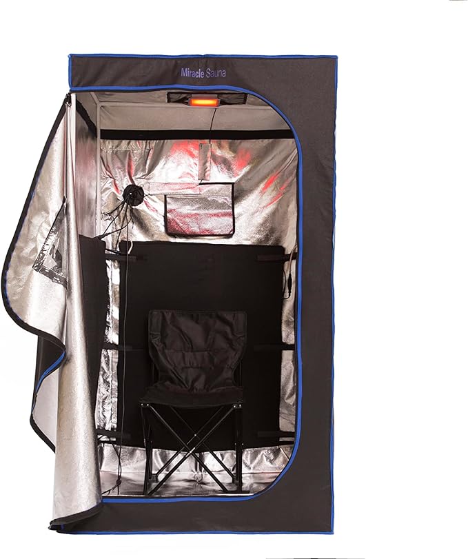 The Miracle Sauna - Full-Size Portable Far Infrared Sauna with Side Panels, Heated Floor Mat, and Portable Chair - Experience Personal Portable Spa for Complete Relaxation.
