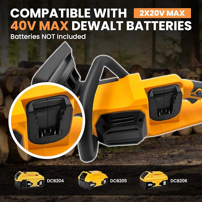 Cordless Chainsaw 16 inch 40V (2 x 20V MAX),Compatible for Dewalt Battery, Auto-Oiler, Brushless Hand-held Chain Saw for Wood Cutting, Battery Tree Saw for Tree Trimming/Pruning(Tool Only)
