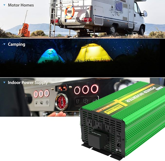 EDECOA 3000W Pure Sine Wave Power Inverter 3000 Watts DC 12V to 110V 120V AC Solar Inverter with 3 Outlets and AC Terminal Block with Remote Controller
