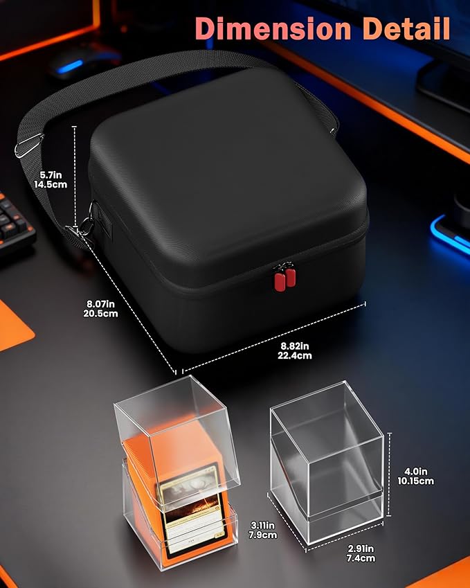 ProCase MTG Hard Carrying Card Deck Box, 4 HD Acrylic Deck Boxes Hold 400+ Double-Sleeved Cards with Card Dividers for Sports Cards, TCG, PKM -Black