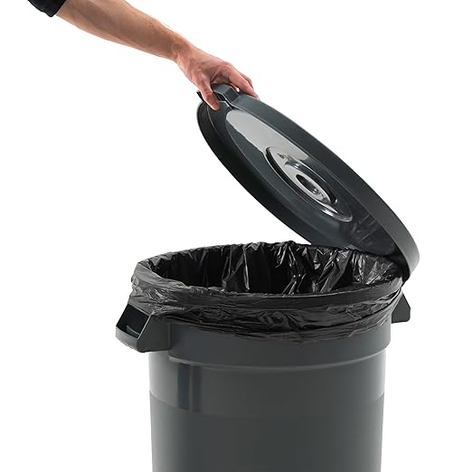 PRO&Family 20 Gallon Trash Can with Lid Round Ingredient Storage Containers Recycling Bin Kitchen Garbage Can Office Garbage Can Trash Barrel Plastic Barrel Yard Waste Bin Outdoor Trashcan (1, Gray)