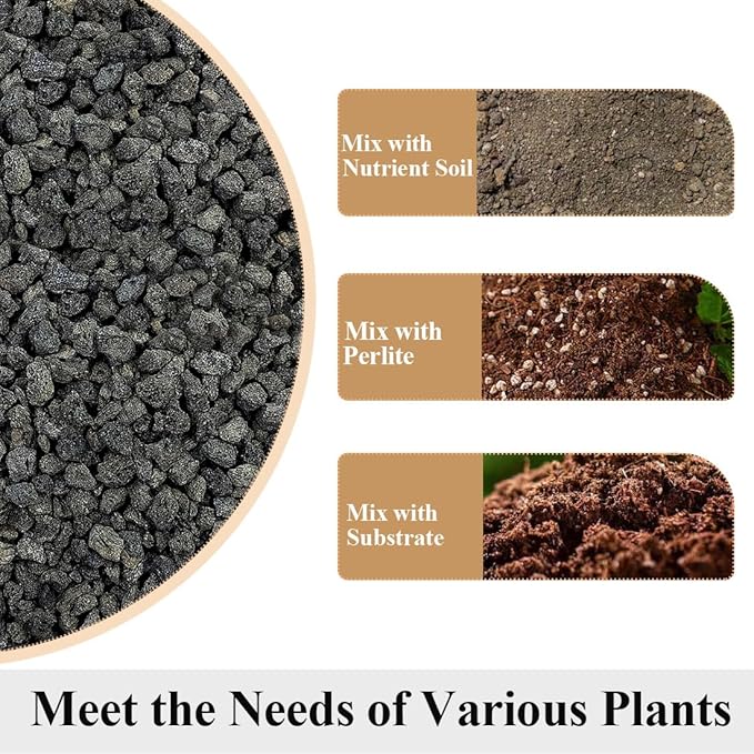 Black Horticultural Lava Rocks for Plants, 2lb Succulents Cactus Bonsai Soil Volcanic Rocks for Aquarium Outdoor Decorative Stones for Craft Projects, Vase Fillers