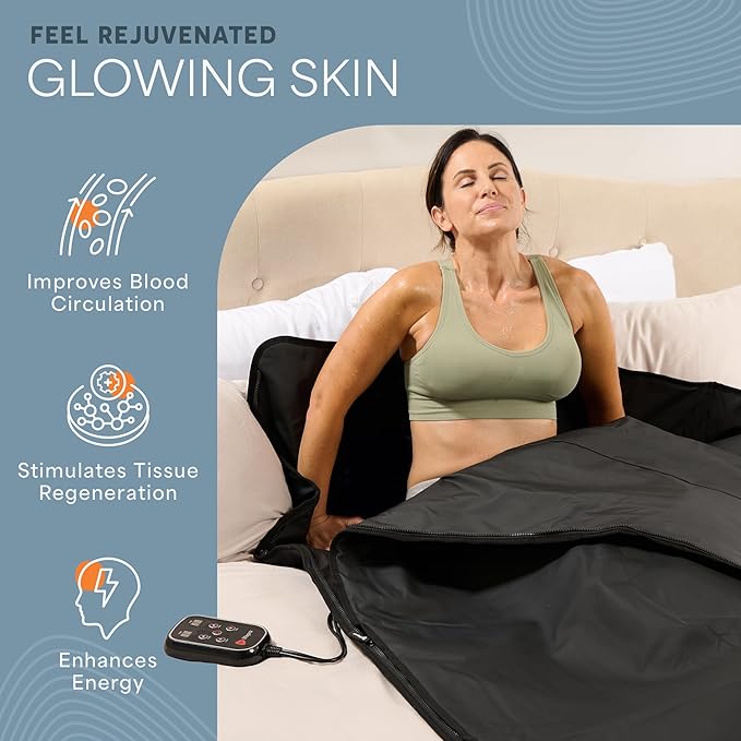 LifePro RejuvaWrap Far Infrared Sauna Blanket for Detox & Relaxation – Available in 5 Colors & 3 Models – Portable Sauna Blanket Infrared for Muscle Relief, Circulation & Recovery – 9 Heat Levels