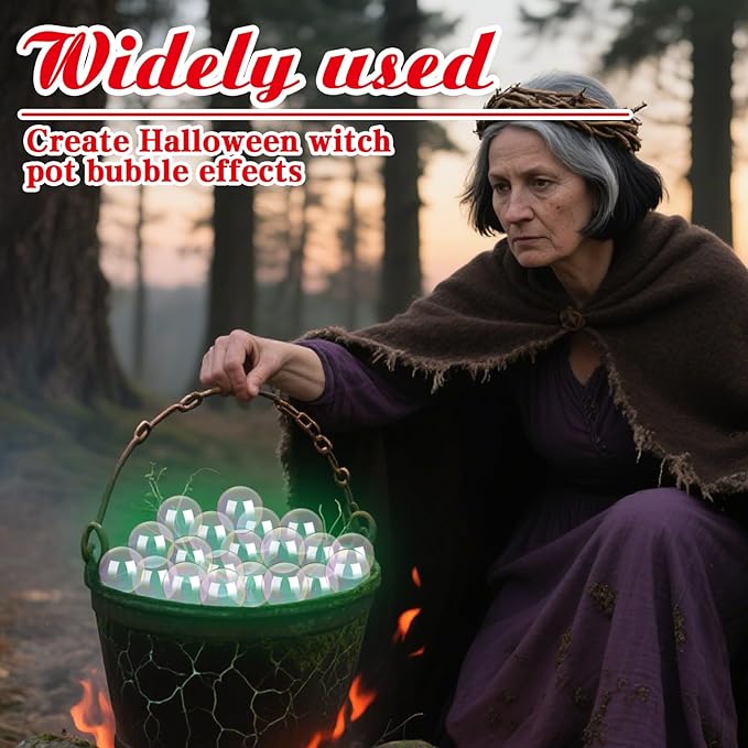 120 PCS Halloween Plastic Iridescent Ball Decoration,Clear Bubble Ball for DIY Bubbling Cauldron,Witch Cauldron Decoration,Cauldron DIY Witch Magic Pot,1.18 Inch