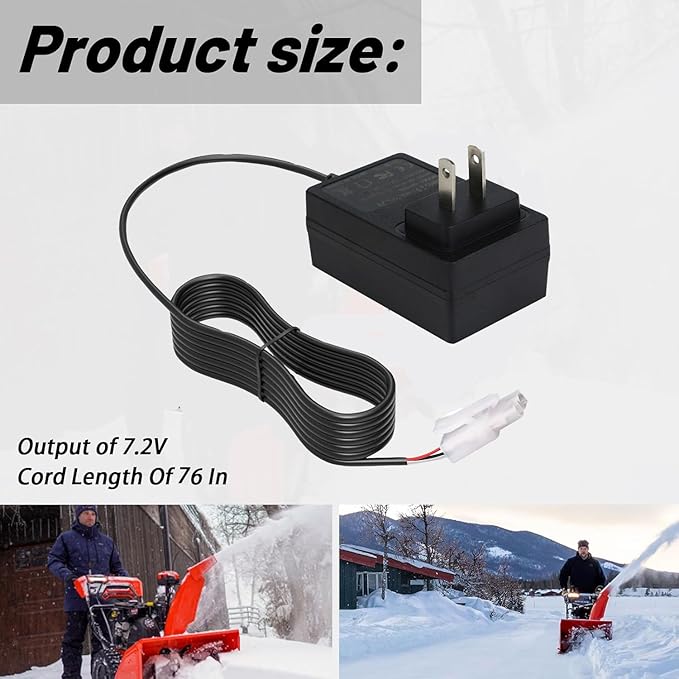 7.2v Snow Blower Battery Charger Compatible with Ariens Snow Blower Platinum SHO 24 EFI/ST28DLE/ST36DLE/Pro 28 Hydro EFI/Deluxe 30 EFI/Pro 36 Hydro EFI (Replace #05079500) Replacement Power Cord