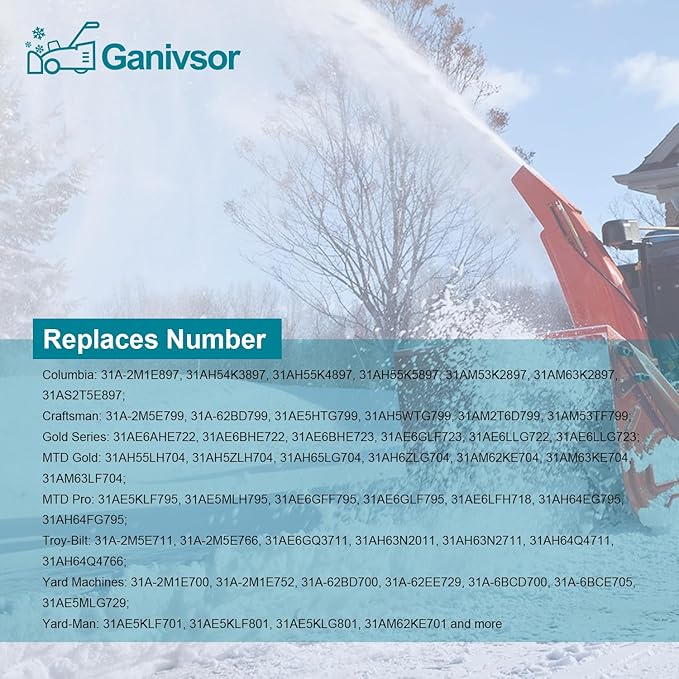 Ganivsor 754-04050 954-04050 Replacement 1/2'" x 35“ Cogged Auger Drive V-Belt Compatible with MTD Two-Stage Snow throwers 754-04050A 954-04050A