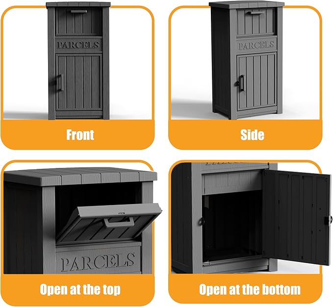 Package Delivery Box,Storage Box with Lockable Secure,Double-Wall Resin Outdoor Package Delivery and Waterproof Deck Box for Porch, Curbside (Black)