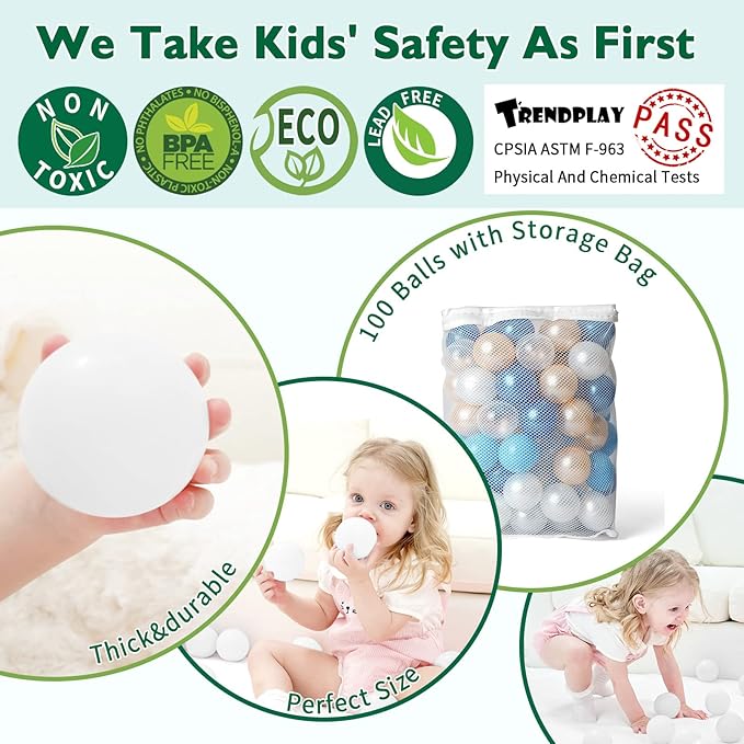 TRENDPLAY Plastic Balls for Ball Pits 2.2 Inch, Pack of 50 100 200 500 Hollow Balls, Perfect for Toddler Baby Pools,Party,Festival Decoration