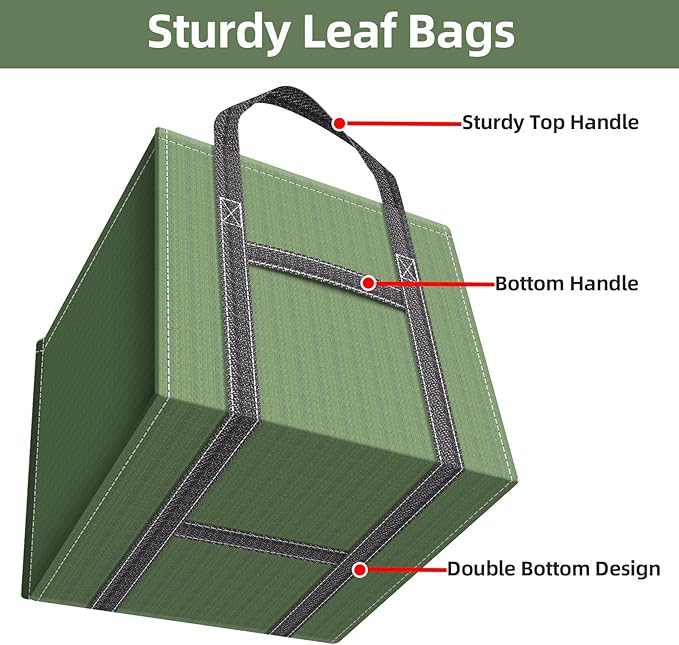 2-Pack 40 Gallons Reusable Yard Waste Bags, Upgrade Heavy Duty Foldable Garden Leaf Bag Lawn Bags Trash Bag Waste Container, Keep Upright (20.8" L × 20.8" W × 20.8" H)