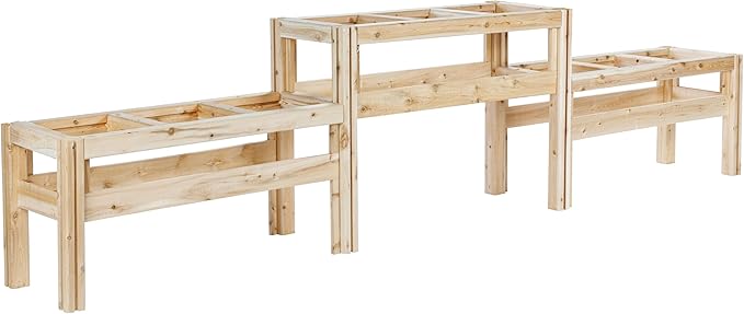Greenes Fence Two-Tiers Nine Bucket Elevated Cedar Wood Garden Frame, 125 in. x 16 in. x 30 in. - Made in USA with North American Cedar