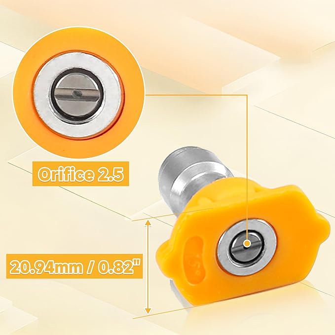 Tool Daily Pressure Washer Tips, 15 Degree Yellow Power Washer Nozzle Tips 7 Pack with Nozzle Holder, 1/4 Inch Quick Connect, 4000 PSI