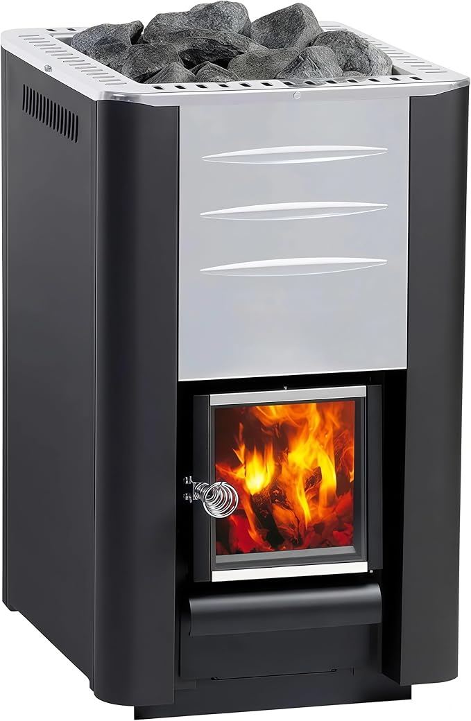 Outdoor Barrel Sauna with Porch, Wood Burning Stove Sauna 4 Person, Large Glass Window, Canadian Hemlock, Chimney Kit, Triple Waterproof System, Double Reinforcement(0-195℉)