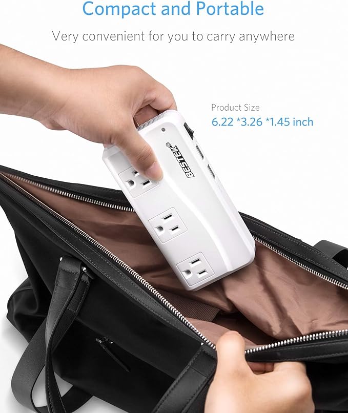 BESTEK 200W Power Inverter DC 12V to 110V AC Inverter with 4.2A 4-Port USB Car Adapter [ETL Listed]