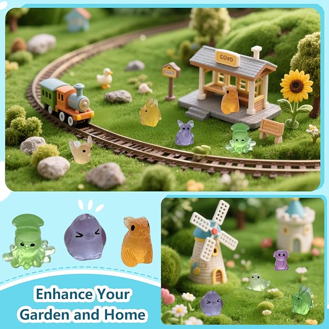 150/200 Mini Resin Animals Variety Pack Kit, 30 Types Tiny Resin Animals Figures, Hide Mini Figures Micro Landscape Ornaments Fairy Garden Accessories
