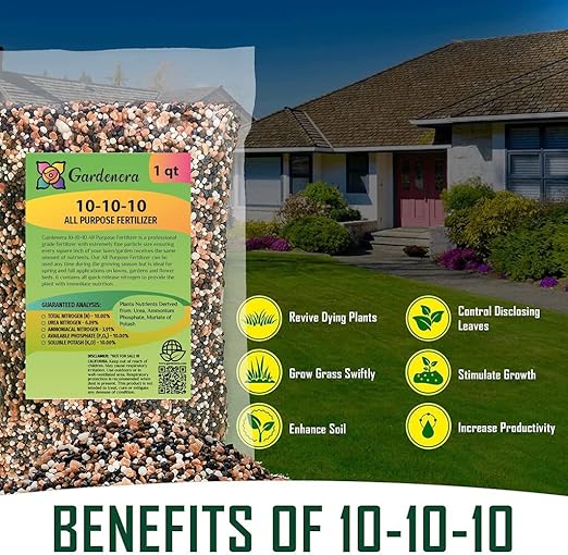 All-Purpose Planting and Growing Food 10-10-10 Fertilizer by Gardenera - 20 Quart - Boost Your Garden's Growth - (4 Bags of 5 Quart)
