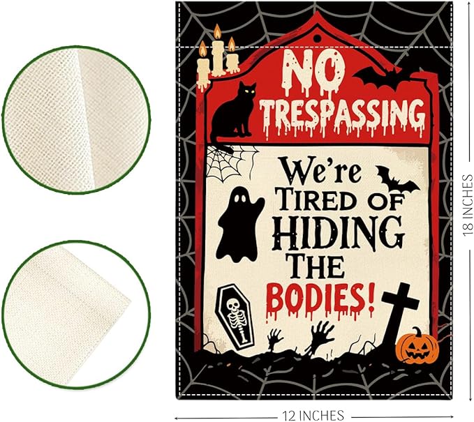 Halloween Garden Flag Scary Spooky Ghost Bat Fall Halloween Themed Holiday Party Outside Outdoor Lawn Decorations Yard Flag Double Sided 12x18 Inch