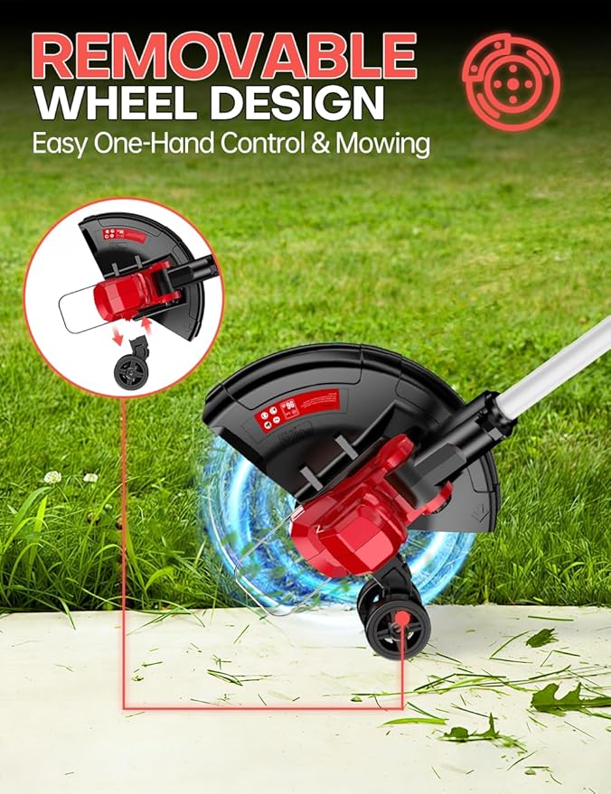 Cordless Weed Wacker, for Milwaukee M18 Battery,3 in 1 Battery Powered Weed Eater & Edger & Mower with Auto Line Feed, 20000 RPM 12 Inch Brushless Grass Trimmer, 6 Line Spools String Trimmer for Lawn