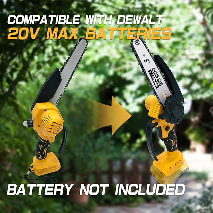 Mini Chainsaw Compatible for Dewalt Battery 20V MAX, 8-Inch and 6-Inch 2-IN-1 Cordless Hand-held Chain Saw, Electric Hand Saws for Wood Cutting, Tree Trimming Gift for Men(Tool Only)