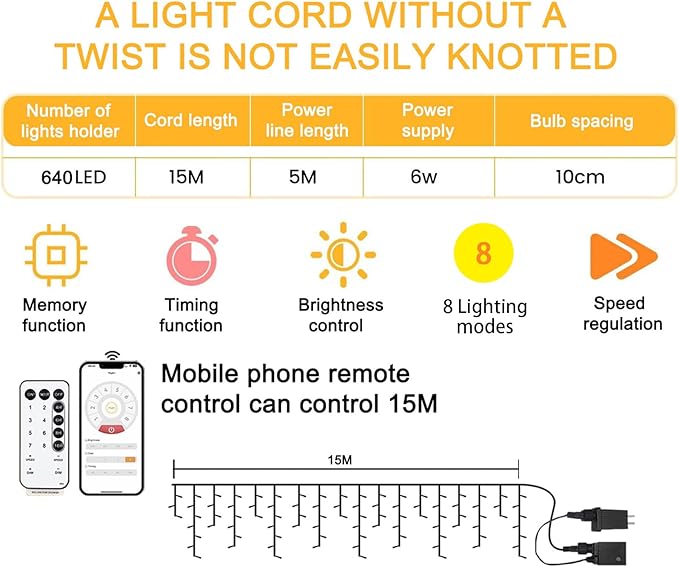 98ft Christmas Lights Outdoor, 1280 LED Waterproof 8 Modes String Light with App and Remote Control for Outside House Roof Decorations Indoor Decor-Warm White