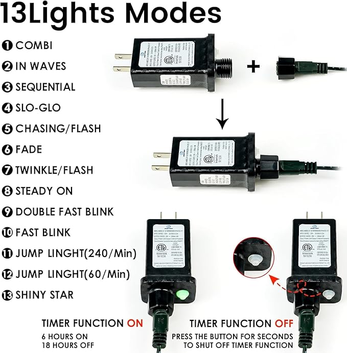 Connectable 240LED 88Ft 13Modes Christmas Lights Indoor Outdoor | Extendable Green Wire Christmas String Lights with Timer | Twinkle Fairy Light Plug in for Xmas Tree Garden Decor Party (Warm White)