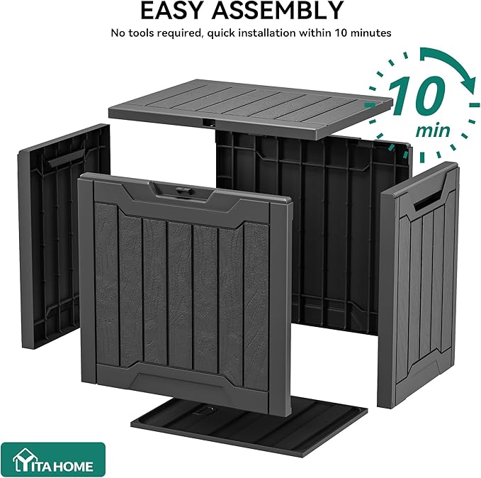 YITAHOME Outdoor Resin Storage Box 31 Gal, Water-resistant Patio Deck Box Outdoor Storage Box for Pillows, Garden Equipment, Securely Lockable, Black