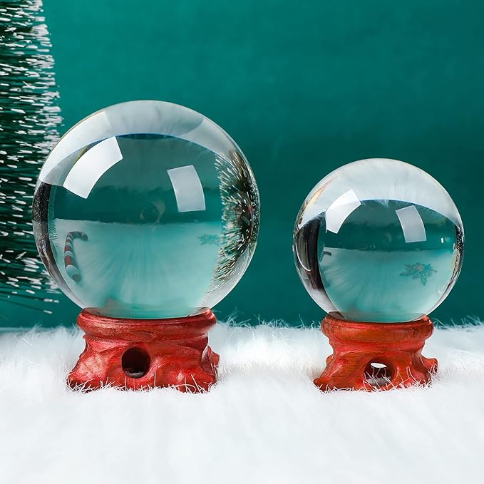 Modaier Crystal Ball 60mm with Wooden Stand and Gift Box for Magic,lensball Photography,Family Decorative,Fortune Teller,Feng Shui,Witchcraft,Witch Decor,and Halloween Decor