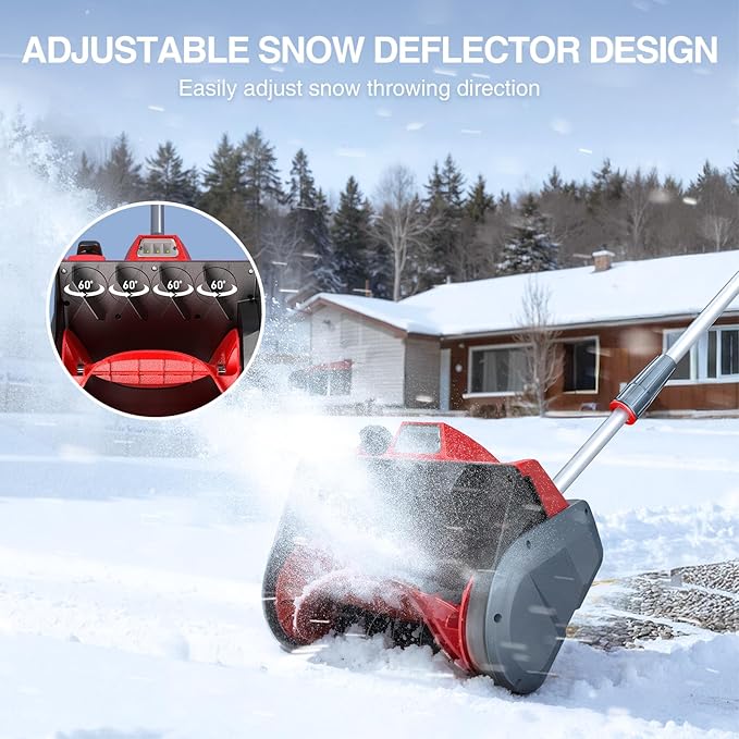 Electric Snow Shovel, 20V Snow Blower Cordless with 2 x 5.0 Ah Batteries and Charger, Battery Powered Throwing Snow Up to 23 Ft, 6 x 12 Inch Cleaning Path Great for Driveway, Steps, Patio, Sidewalk