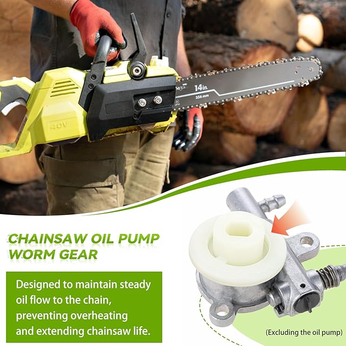 537485001 Oil Pump Worm Gear, for Ryobi RY40503, RY40580 40V 14" Cordless Chainsaw Oil Pump - 2 Pcs ﻿