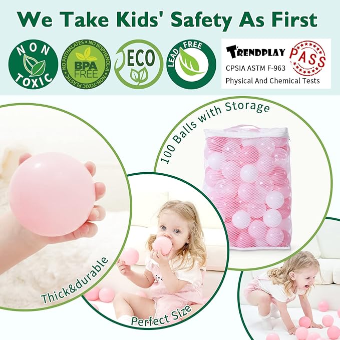 TRENDPLAY Plastic Balls for Ball Pits 2.2 Inch, Pack of 50 100 200 500 Hollow Balls, Perfect for Toddler Baby Pools,Party,Festival Decoration