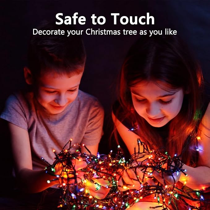 50FT 1000 LED Cluster Christmas Lights, Christmas Tree Lights Outdoor 8 Modes with Timer & Remote, Firecrackers String Lights Waterproof for Garland Party Xmas Decorations, Multicolor