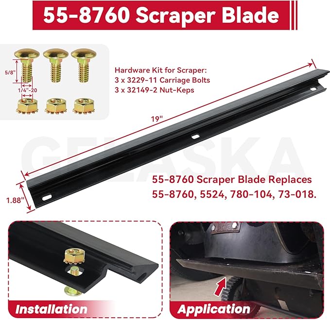 GELASKA 99-9313 Snow Blower Paddles with 55-8760 Scraper Replaces Toro 125-1128, 55-9250, 55-9251, 88-0771 for Toro CCR 2000, CCR 2400, CCR 2450, CCR 2500, CCR 3000, CCR 3600, CCR 3650 Snowthrowers